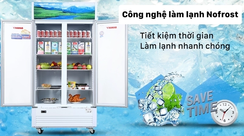 tủ mát sanaky sử dụng công nghệ làm lạnh hiện đại dàn lạnh đồng công nghệ inverter