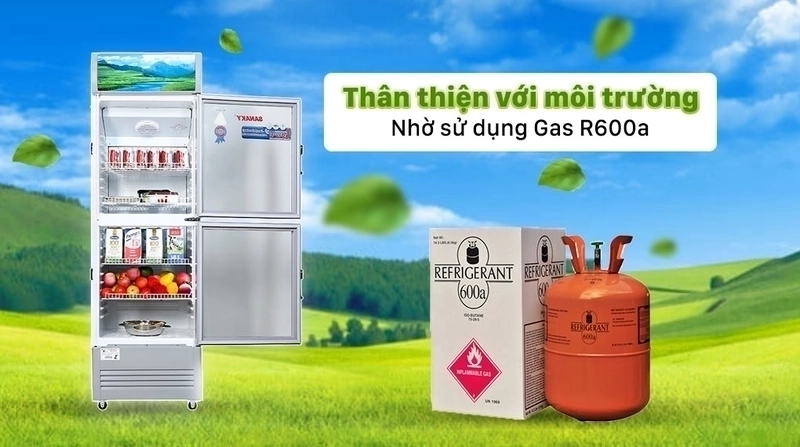 gas sử dụng trên tủ mát sanaky VH 308W3L là gas R600A cao cấp