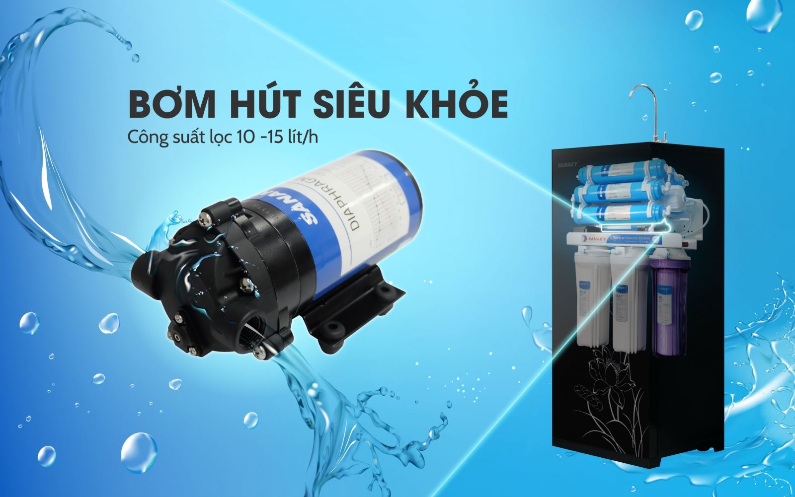 bơm hút máy lọc nước sanaky SNK DQ2210G siêu khoẻ