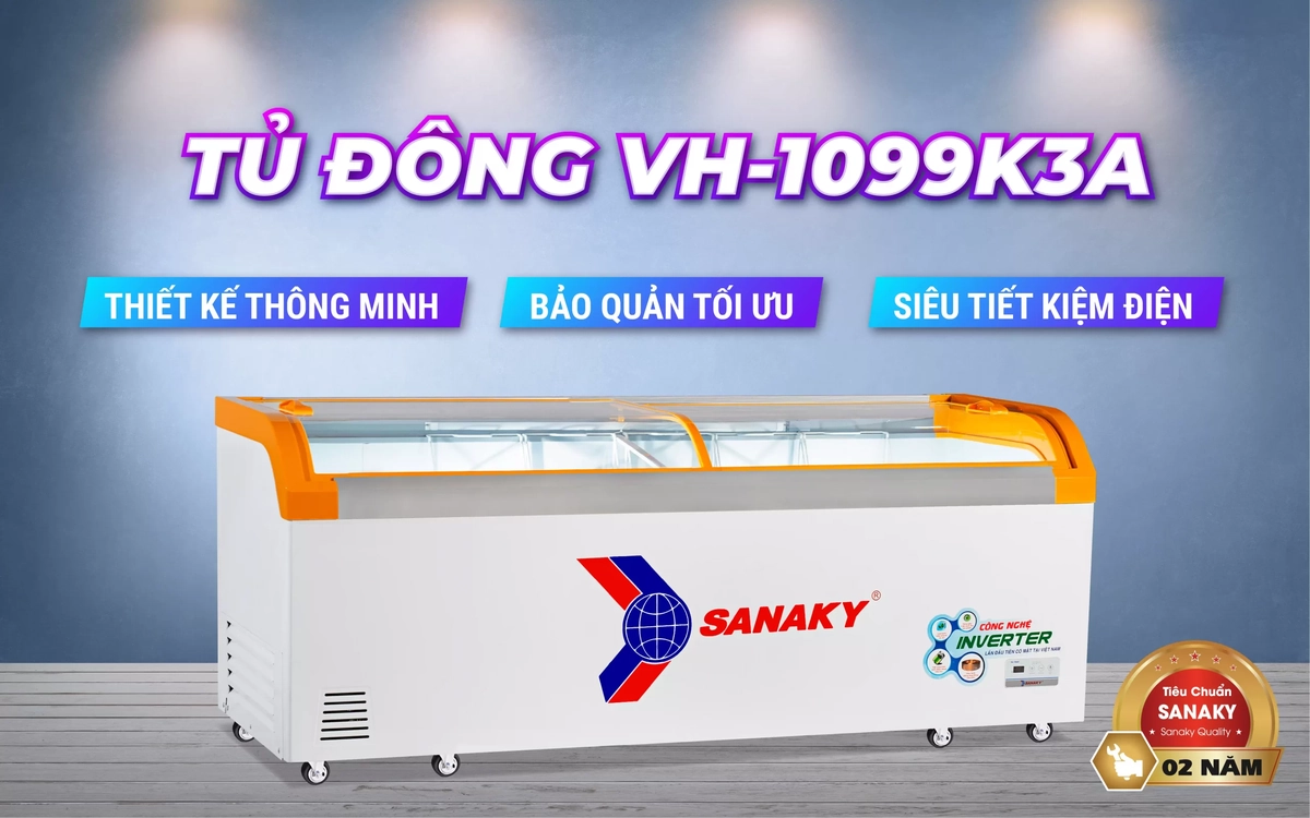 tủ đông nắp kính tiết kiệm điện VH 1099Ka