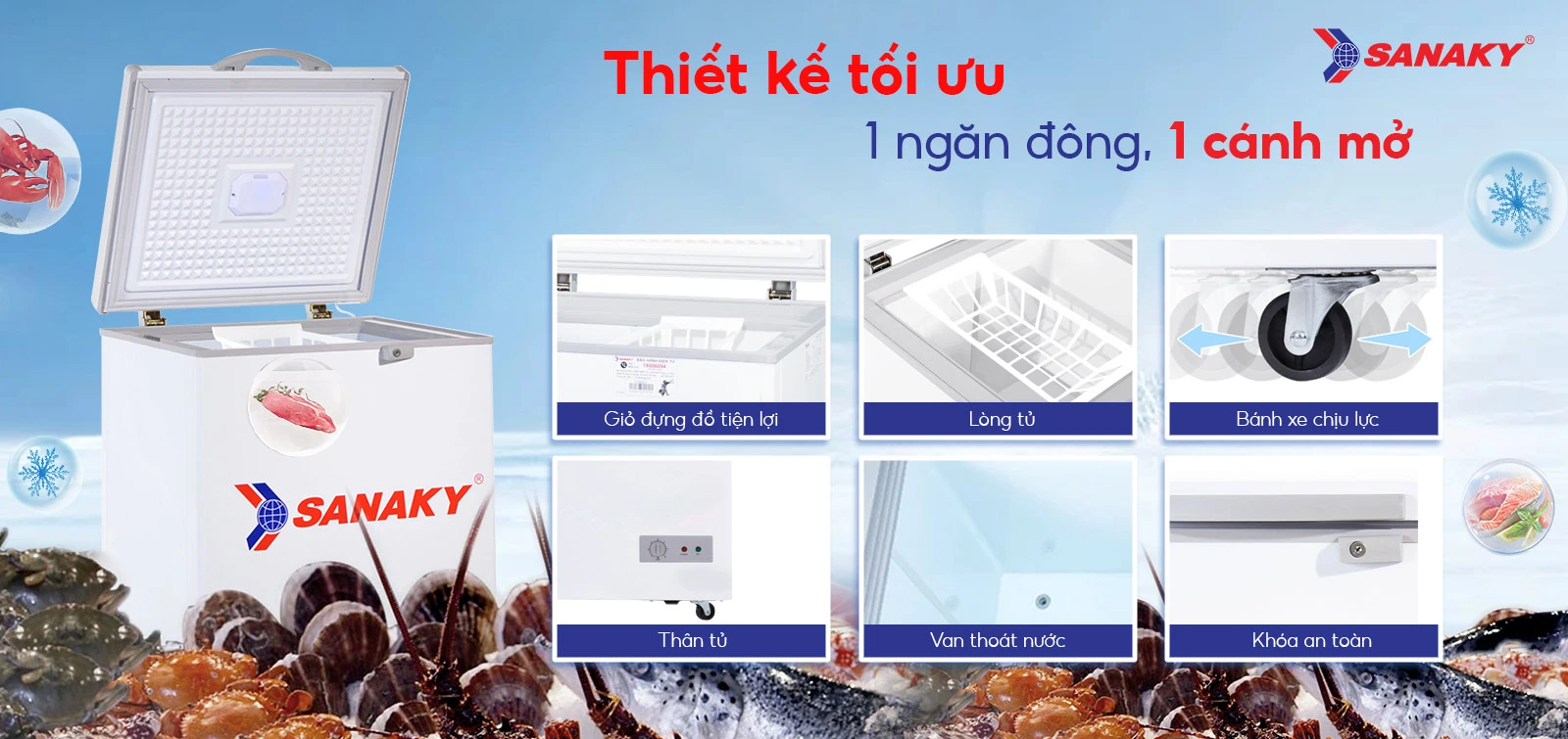 tủ đông sanaky VH 150HY2 100 lít 3 chế độ