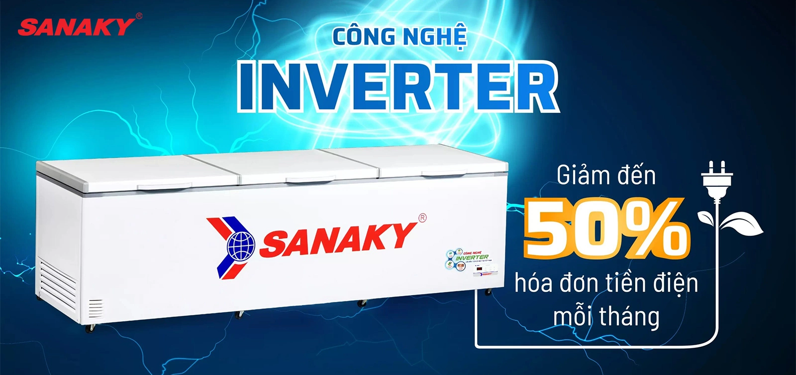 tủ đông sanaky inverter VH 1799Hy3 1500 lít