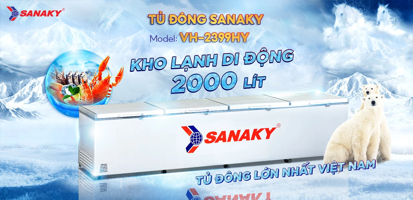 kho lạnh di dộng tủ đông sanaky VH 2399HY