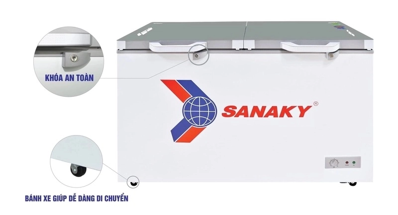 bánh xe di chuyển tủ đông Sanaky VH 2599a2K