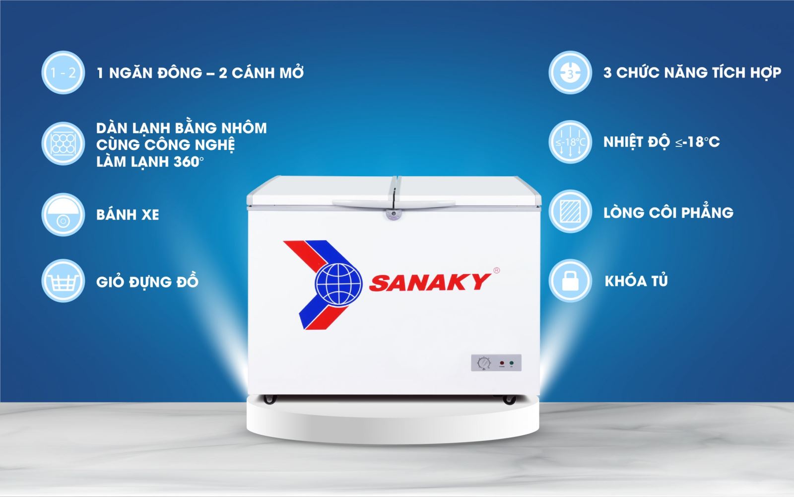 giới thiệu tủ đông sanaky VH 285A2