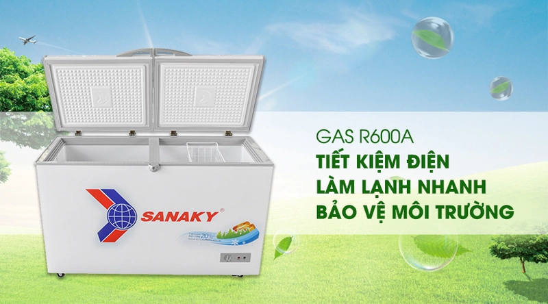 tủ đông sanaky sử dụng gas R600A thân thiện môi trường