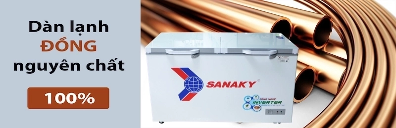 tủ đông sanaky dàn lạnh đồng nguyên chất VH 4099a4K
