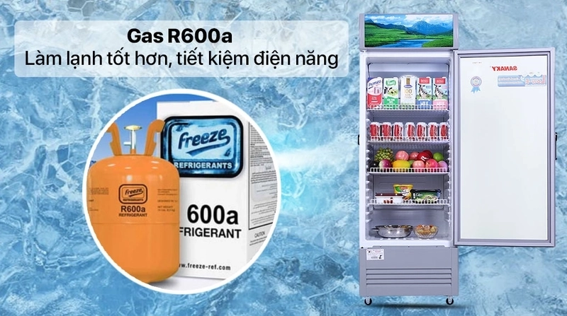 tủ mát 350 lít sanaky sử dụng gas r600a thân thiện với môi trường
