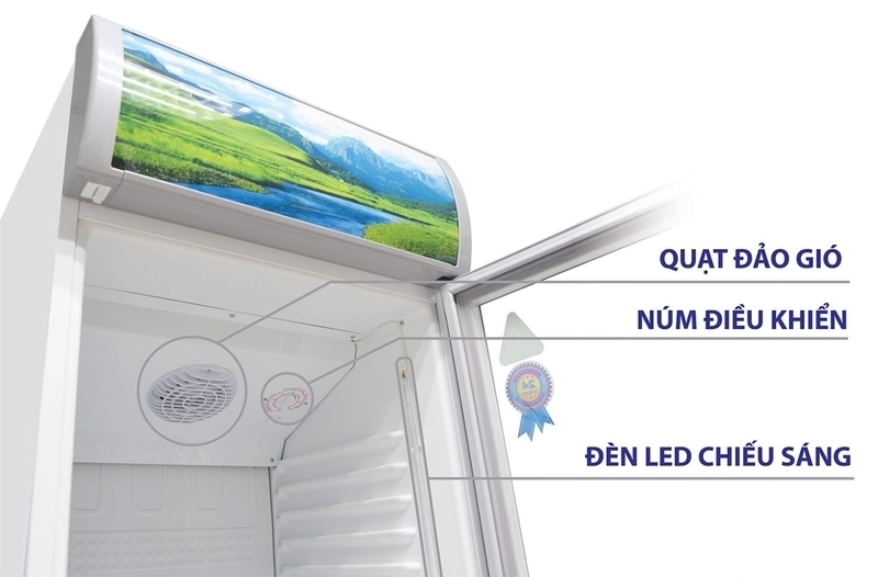 tủ thiết kế đèn led sử dụng trên tủ mát sanaky 400 lít