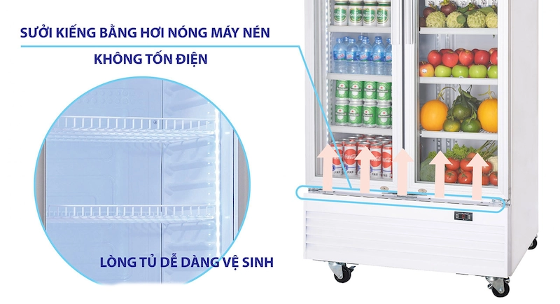 tủ mát sanaky sử dụng sưởi kính bằng hơi hóng không tốn điện tủ mát sanaky VH 6009HP